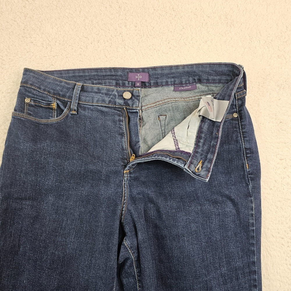 NYDJ Jeans Women's 14 Blue Med Wash Straight Leg High Rise Lift Tuck Technology - Picture 11 of 16